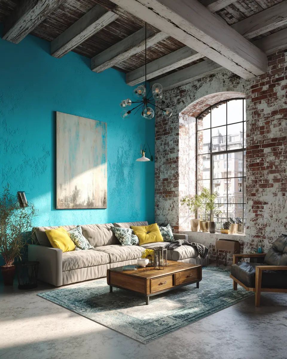 Colorful Industrial Living Room Decor Ideas