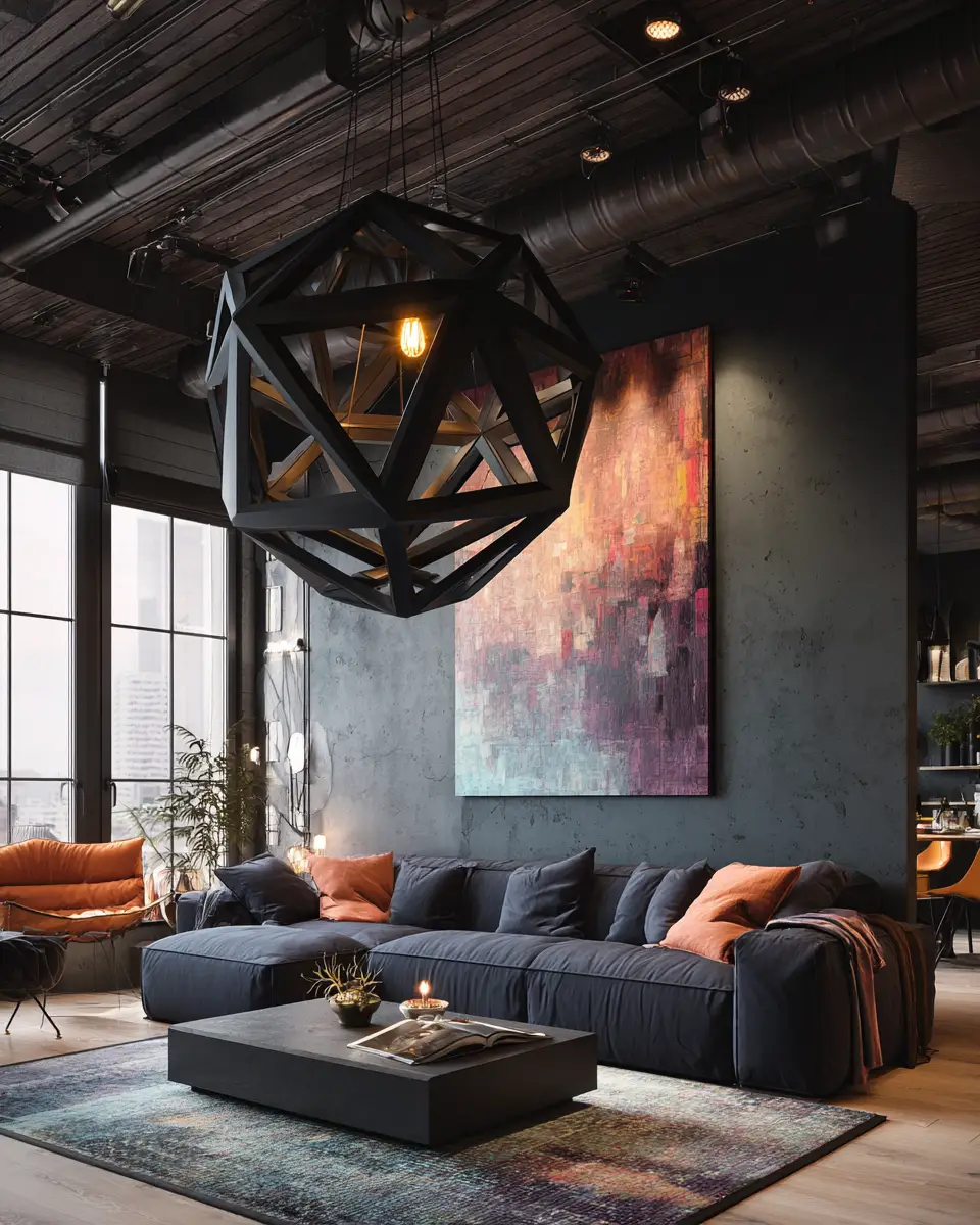 Colorful Industrial Living Room Decor Ideas