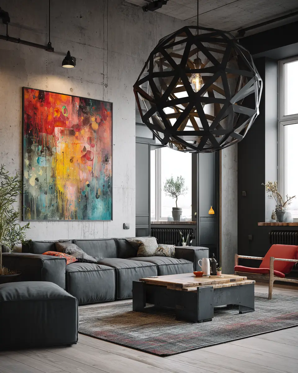 Colorful Industrial Living Room Decor Ideas