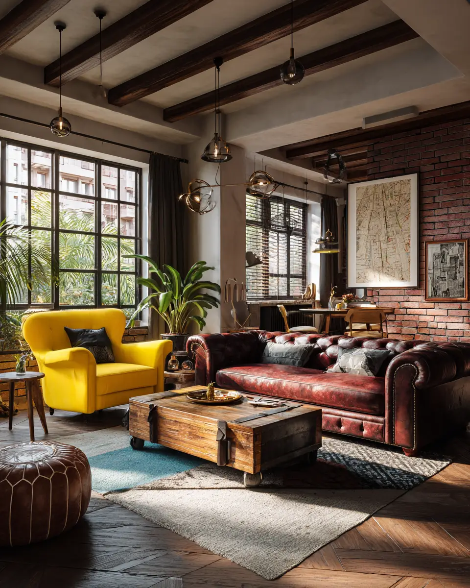 Colorful Industrial Living Room Decor Ideas