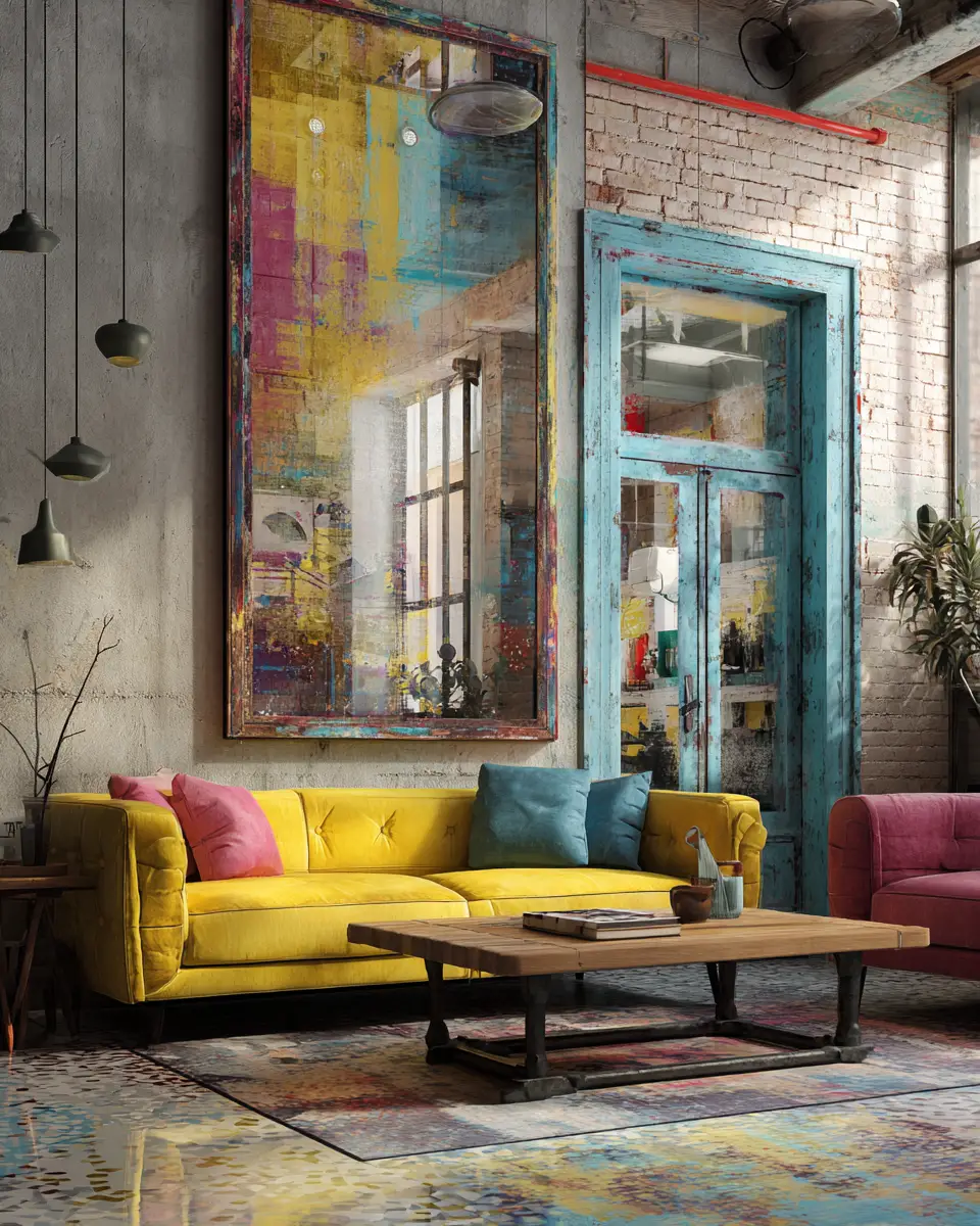 Colorful Industrial Living Room Decor Ideas