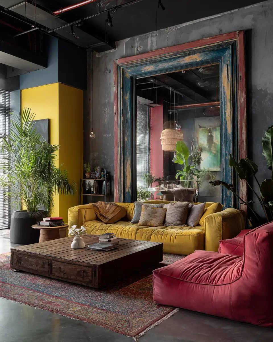 Colorful Industrial Living Room Decor Ideas