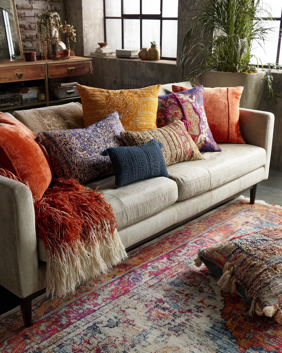 Colorful Industrial Living Room Decor Ideas