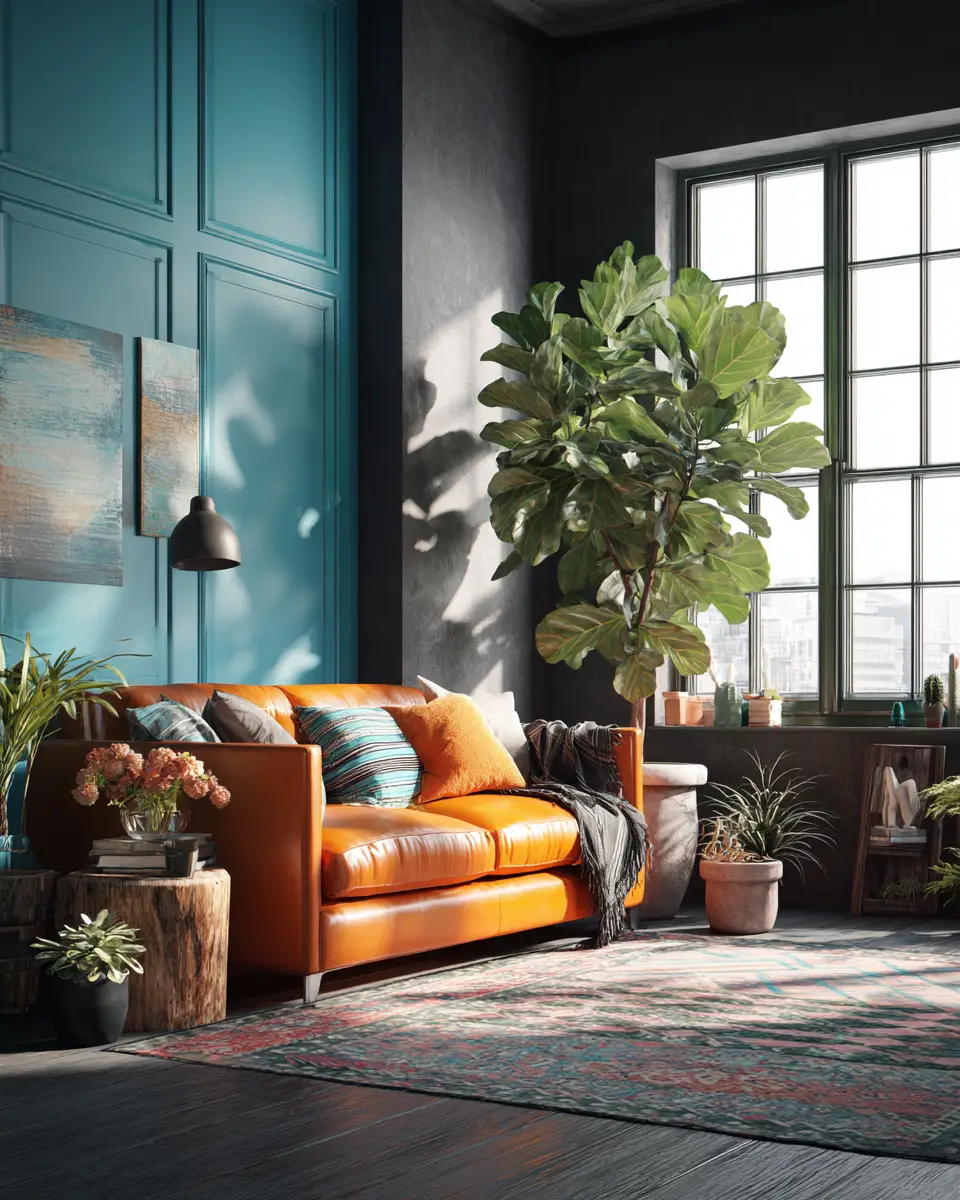Colorful Industrial Living Room Decor Ideas