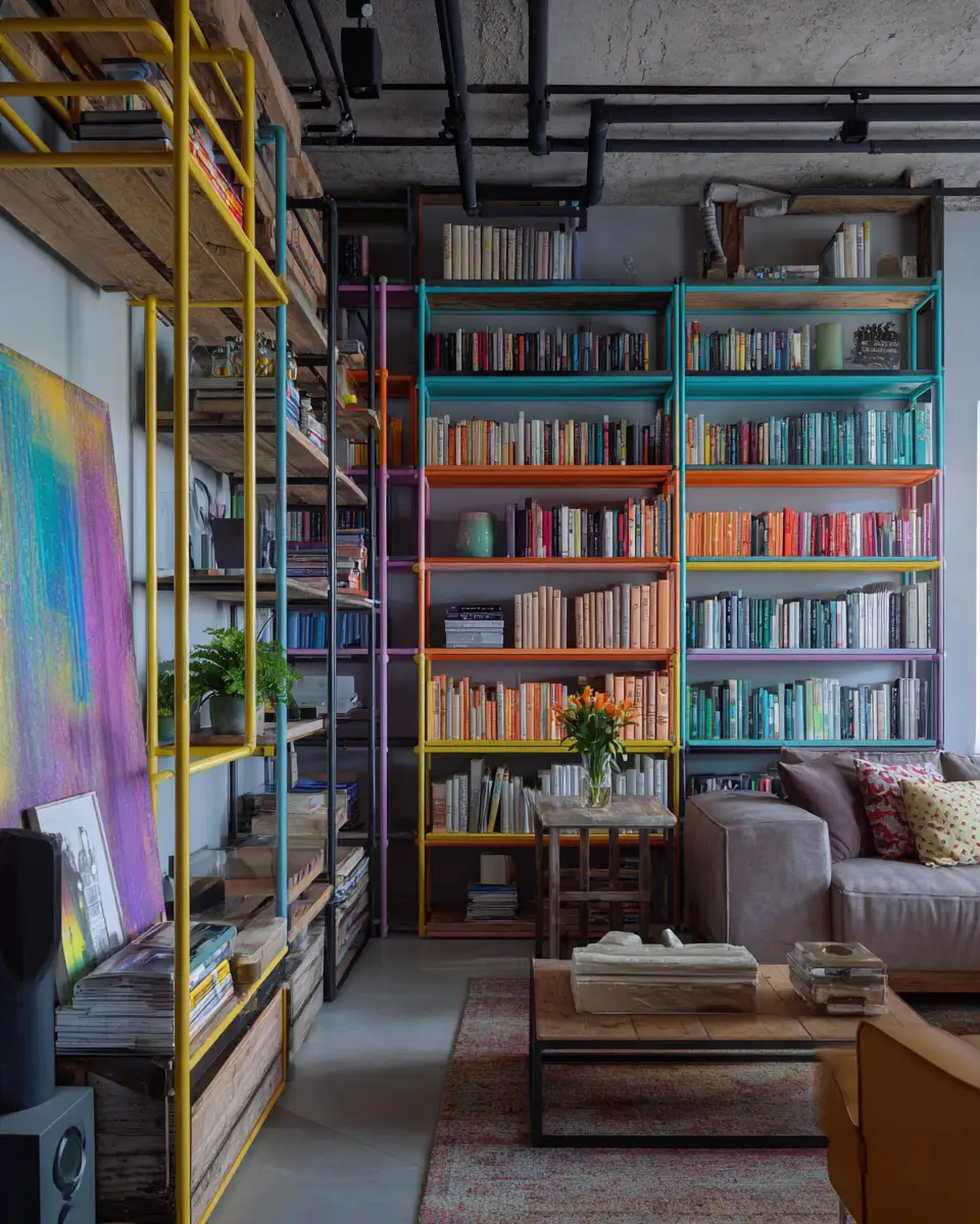 Colorful Industrial Living Room Decor Ideas