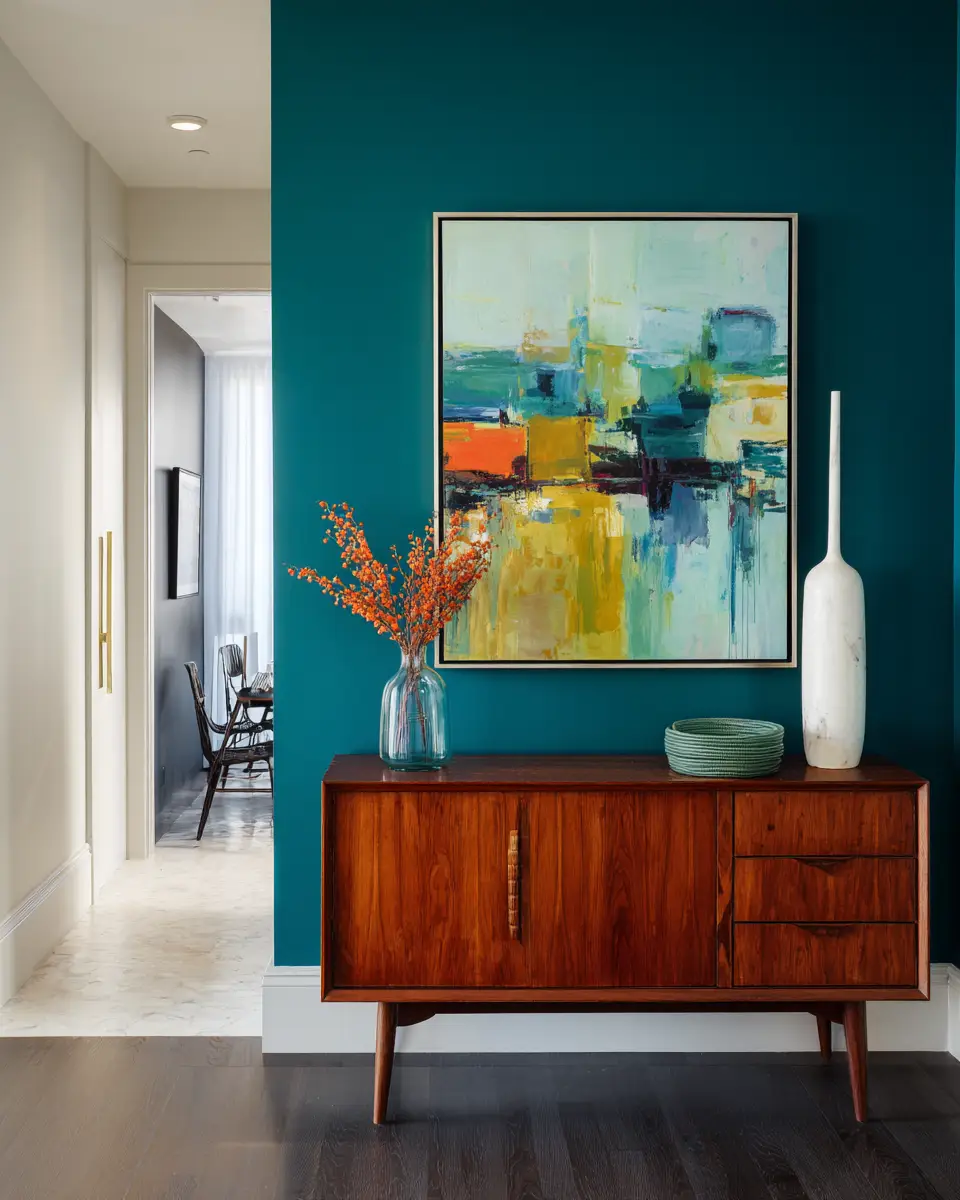 Colorful Mid-Century Modern Entryway Decor Ideas - Featured
