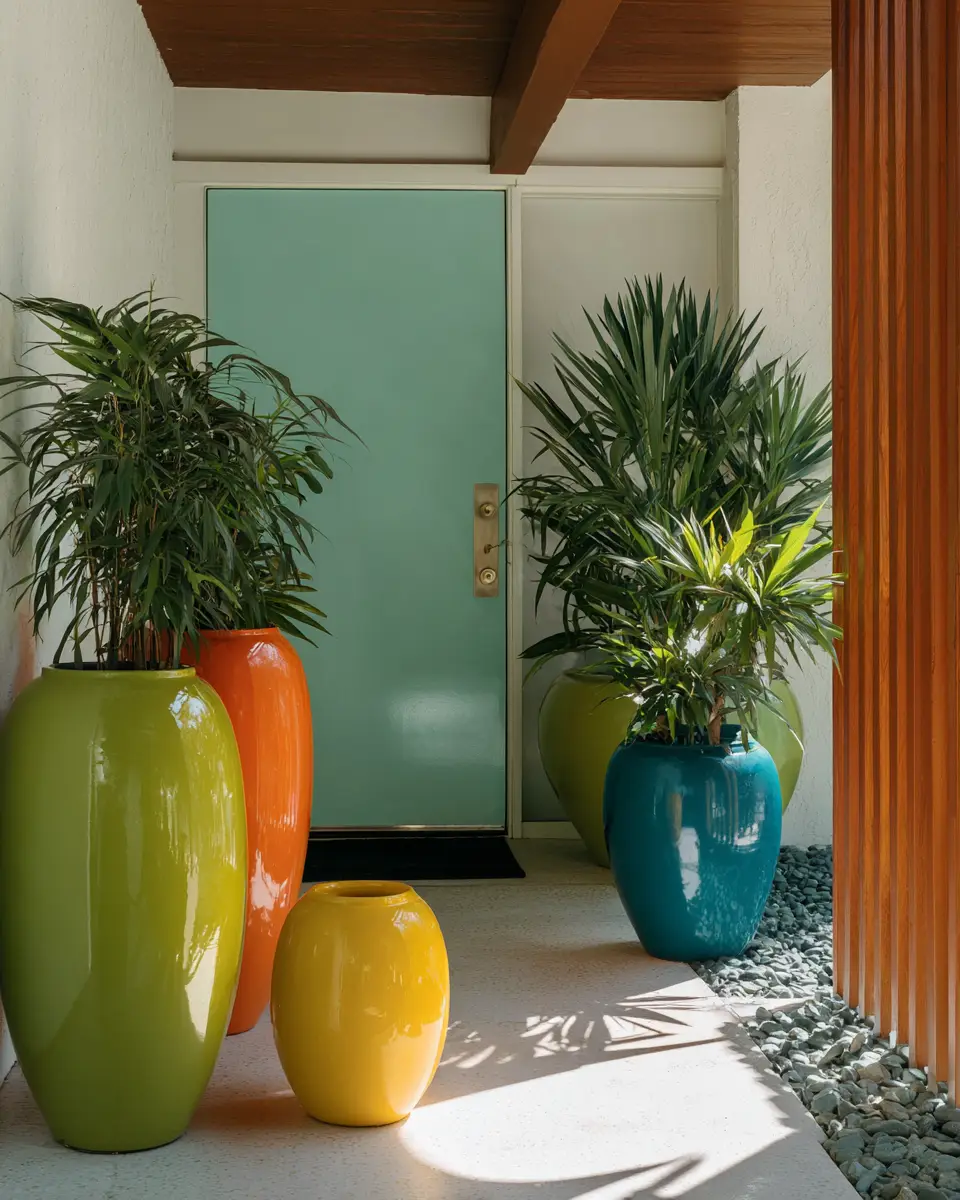 Colorful Mid-Century Modern Entryway Decor Ideas