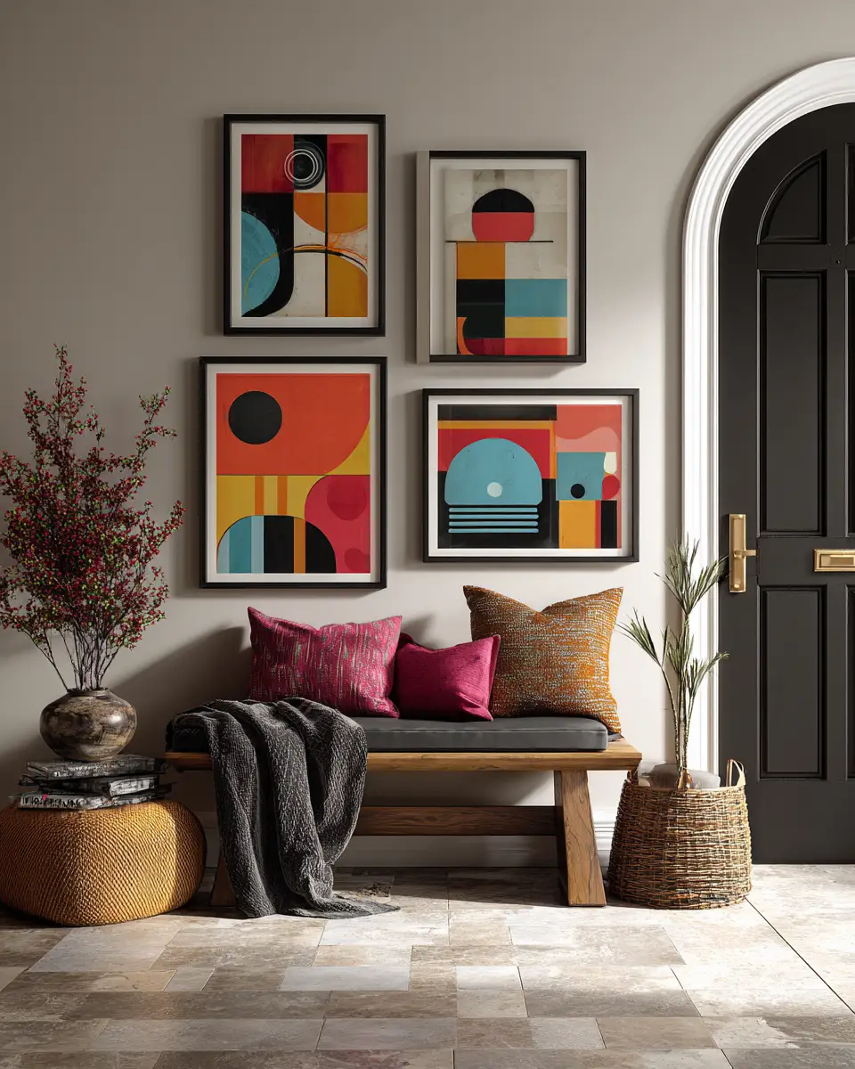 Colorful Mid-Century Modern Entryway Decor Ideas