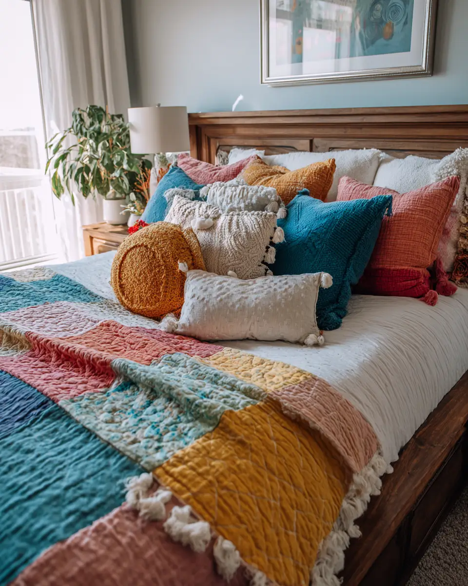 Colorful Modern Farmhouse Bedroom Decor Ideas