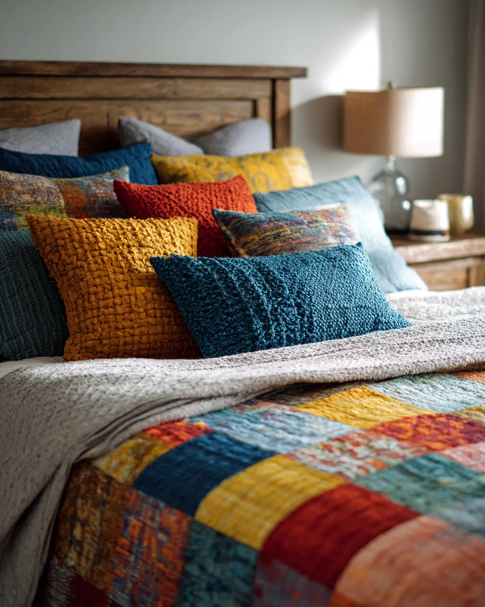 Colorful Modern Farmhouse Bedroom Decor Ideas