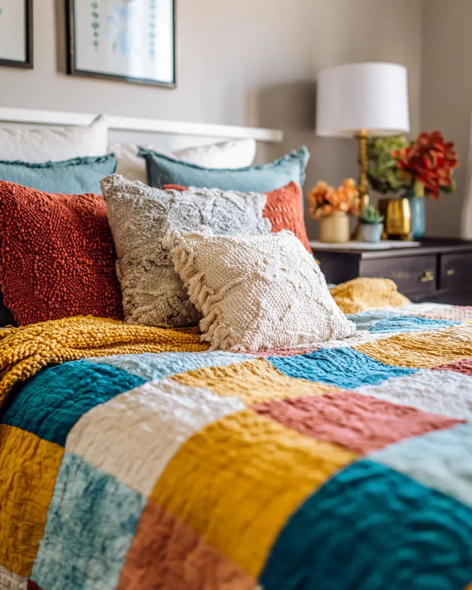 Colorful Modern Farmhouse Bedroom Decor Ideas