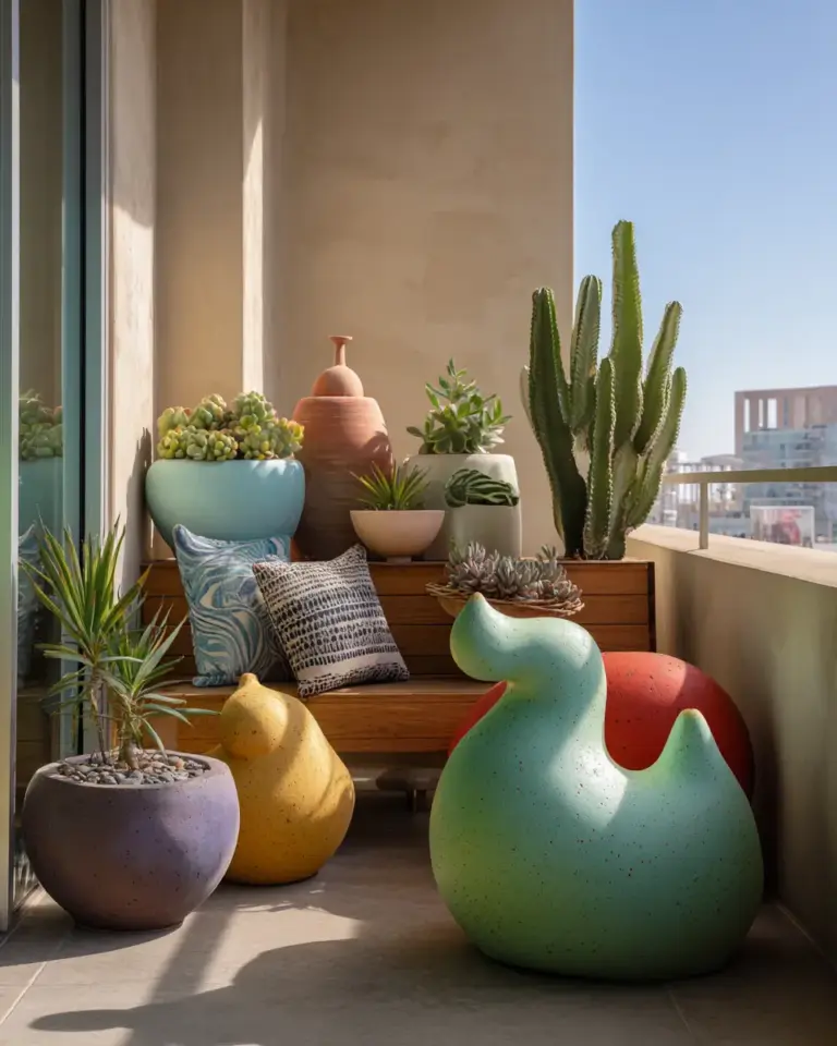 Colorful Organic Modern Balcony Decor Ideas - Featured