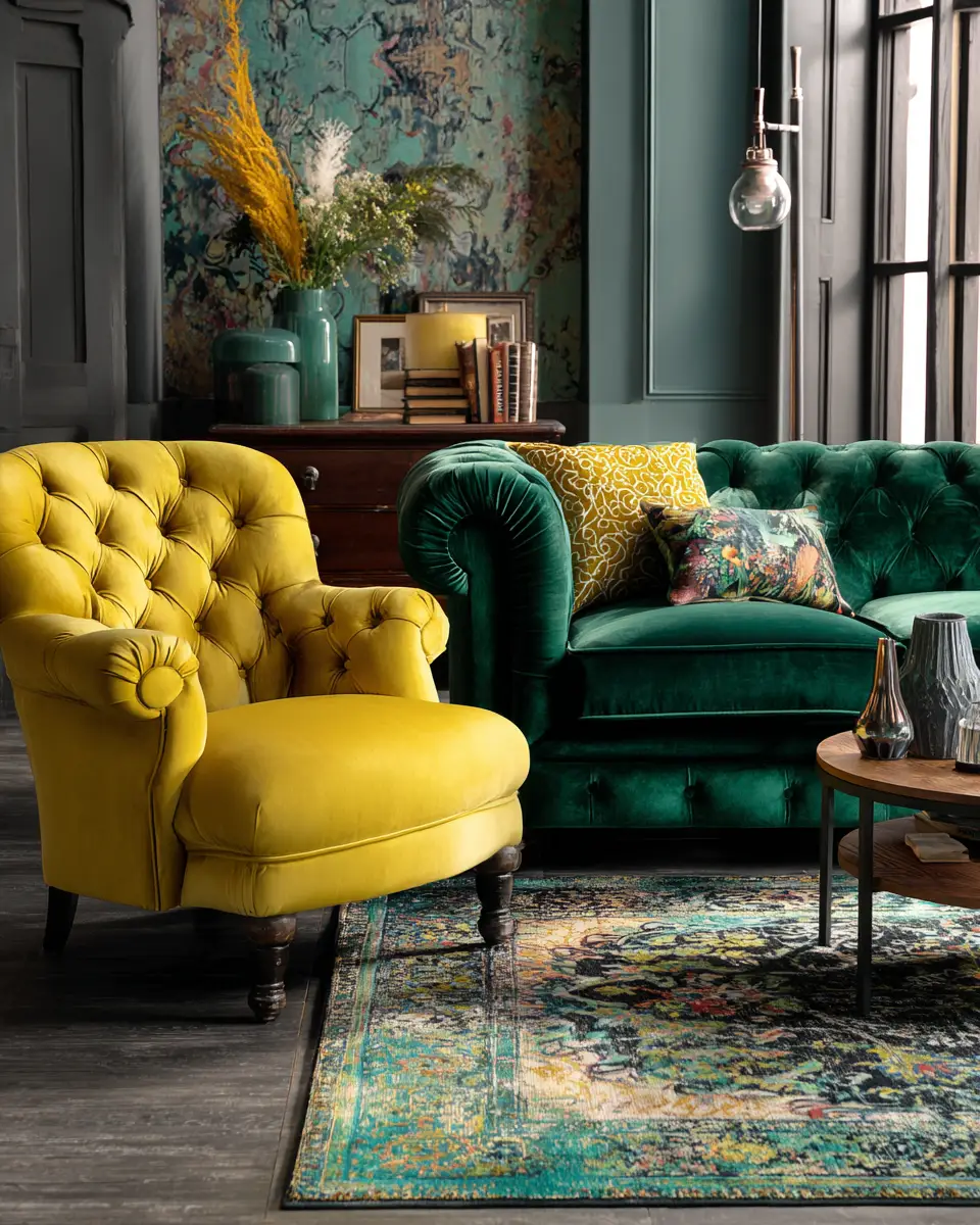 Colorful Retro Living Room Decor Ideas - Featured