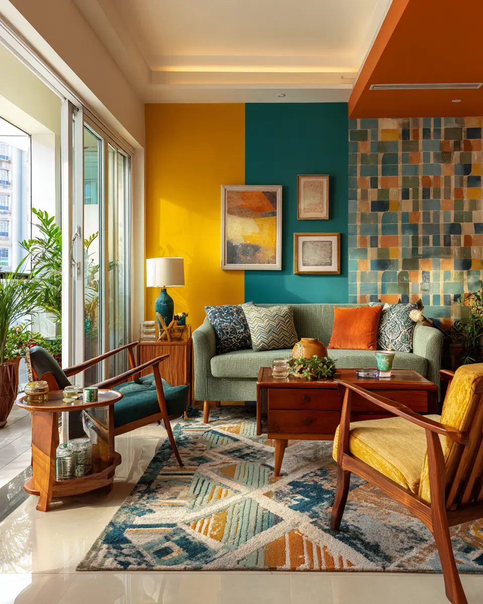 Colorful Retro Living Room Decor Ideas