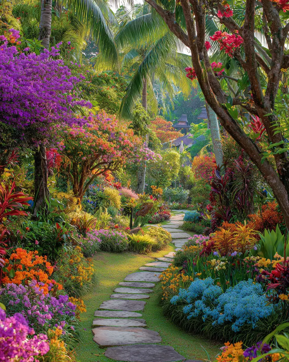 Colorful Tropical Garden Decor Ideas