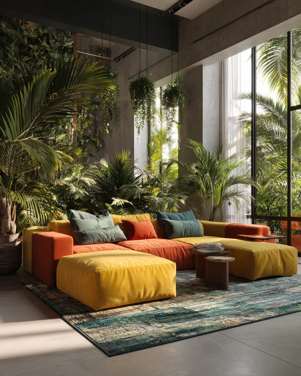 Colorful Tropical Living Room Decor Ideas - Featured
