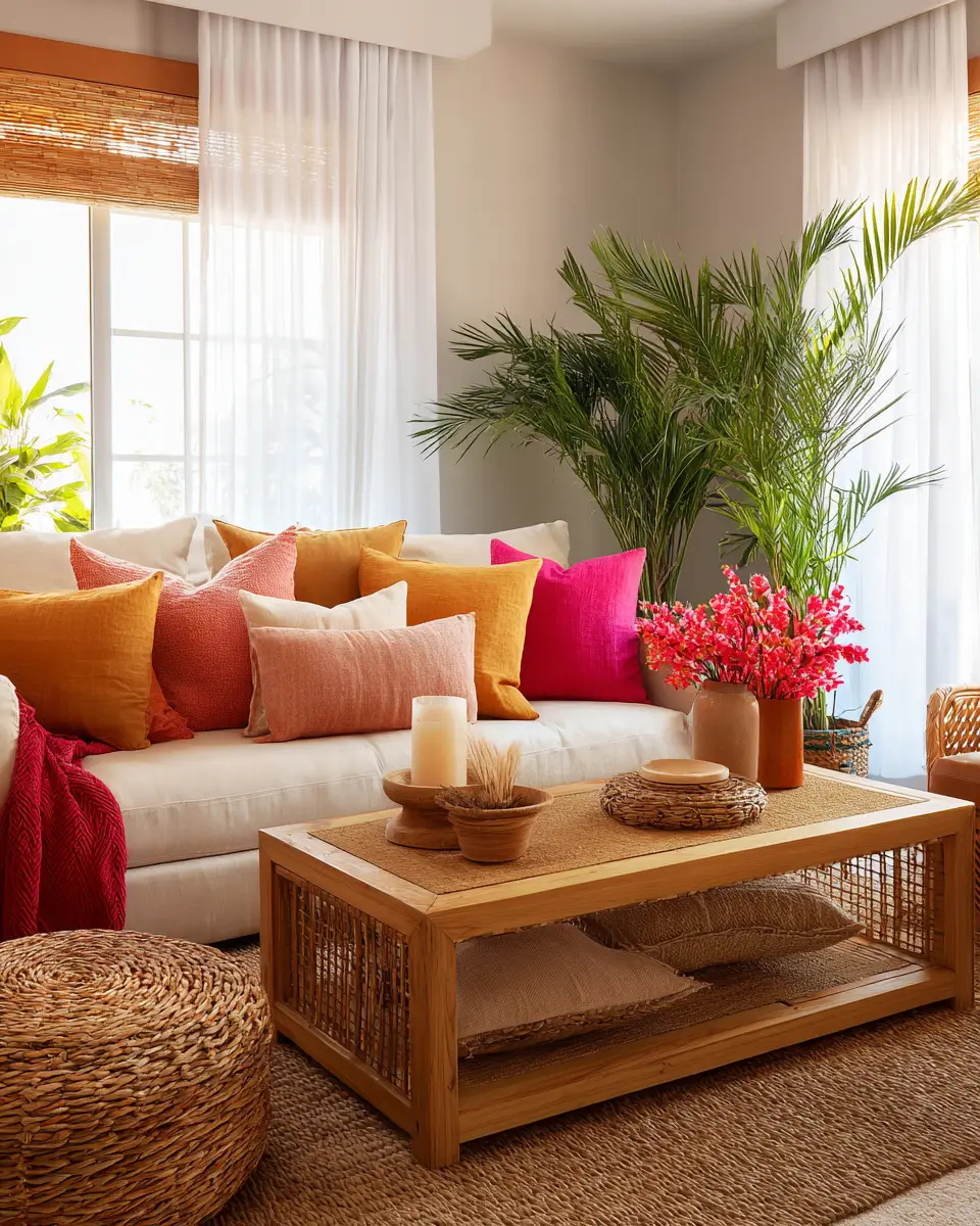 Colorful Tropical Living Room Decor Ideas