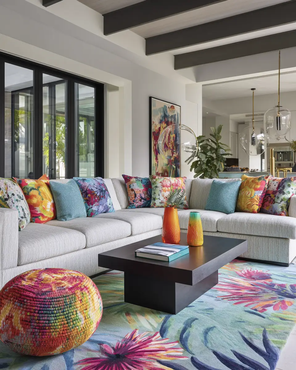 Colorful Tropical Living Room Decor Ideas