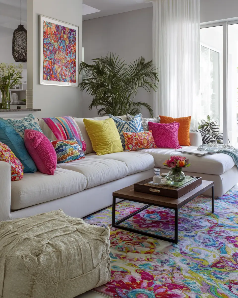 Colorful Tropical Living Room Decor Ideas
