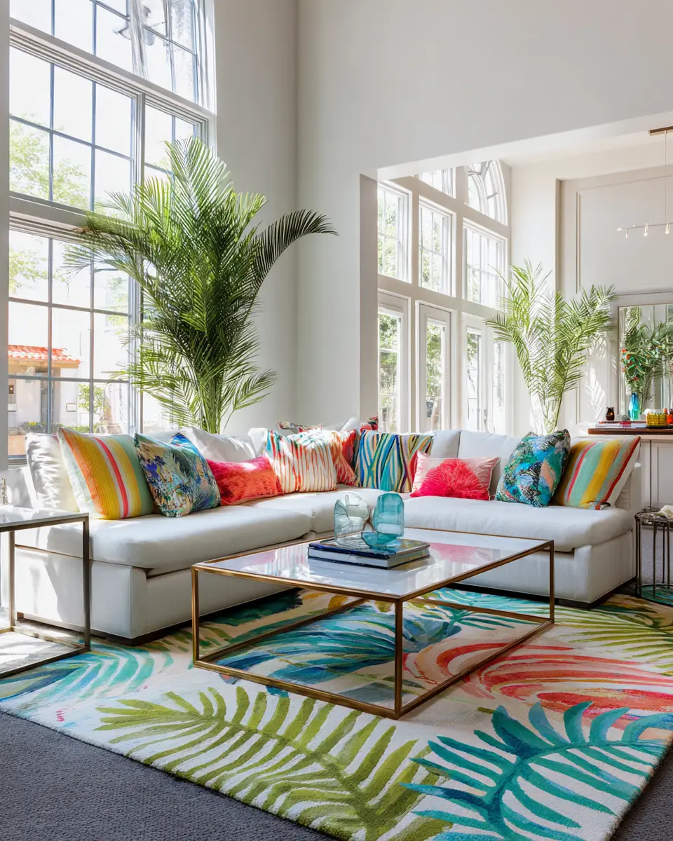 Colorful Tropical Living Room Decor Ideas