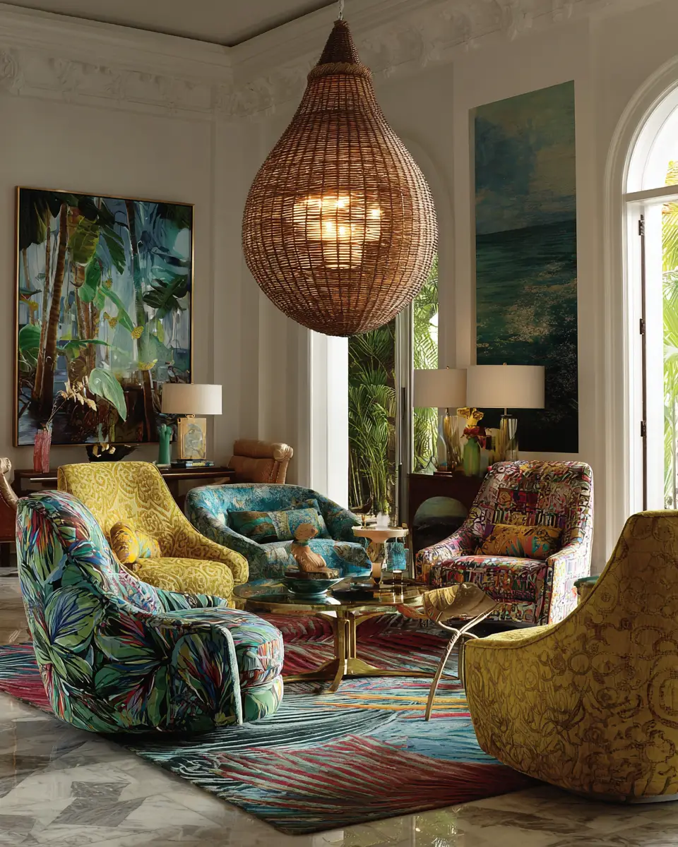 Colorful Tropical Living Room Decor Ideas