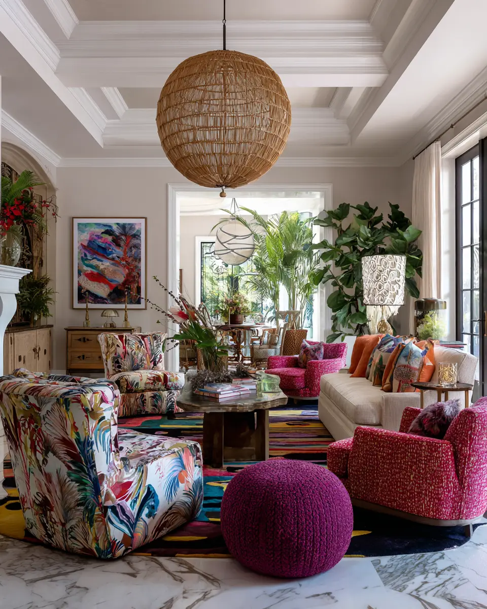 Colorful Tropical Living Room Decor Ideas