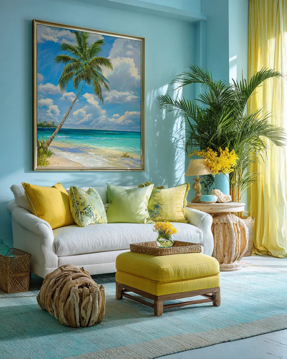 Colorful Tropical Living Room Decor Ideas