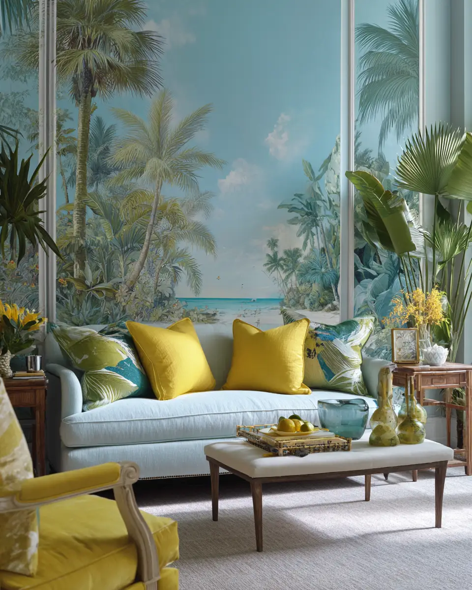 Colorful Tropical Living Room Decor Ideas