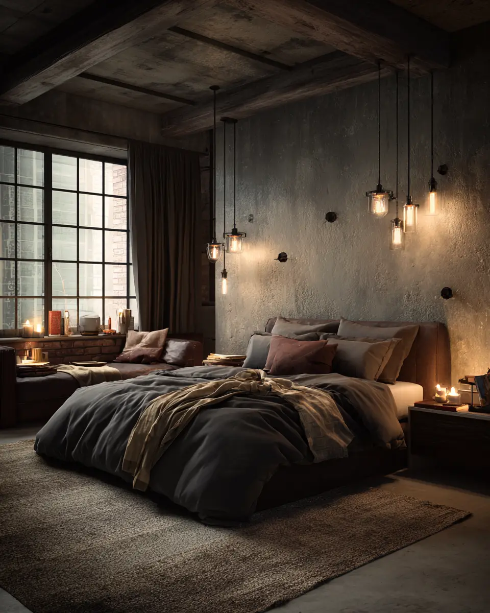 Cozy Industrial Bedroom Decor Ideas - Featured