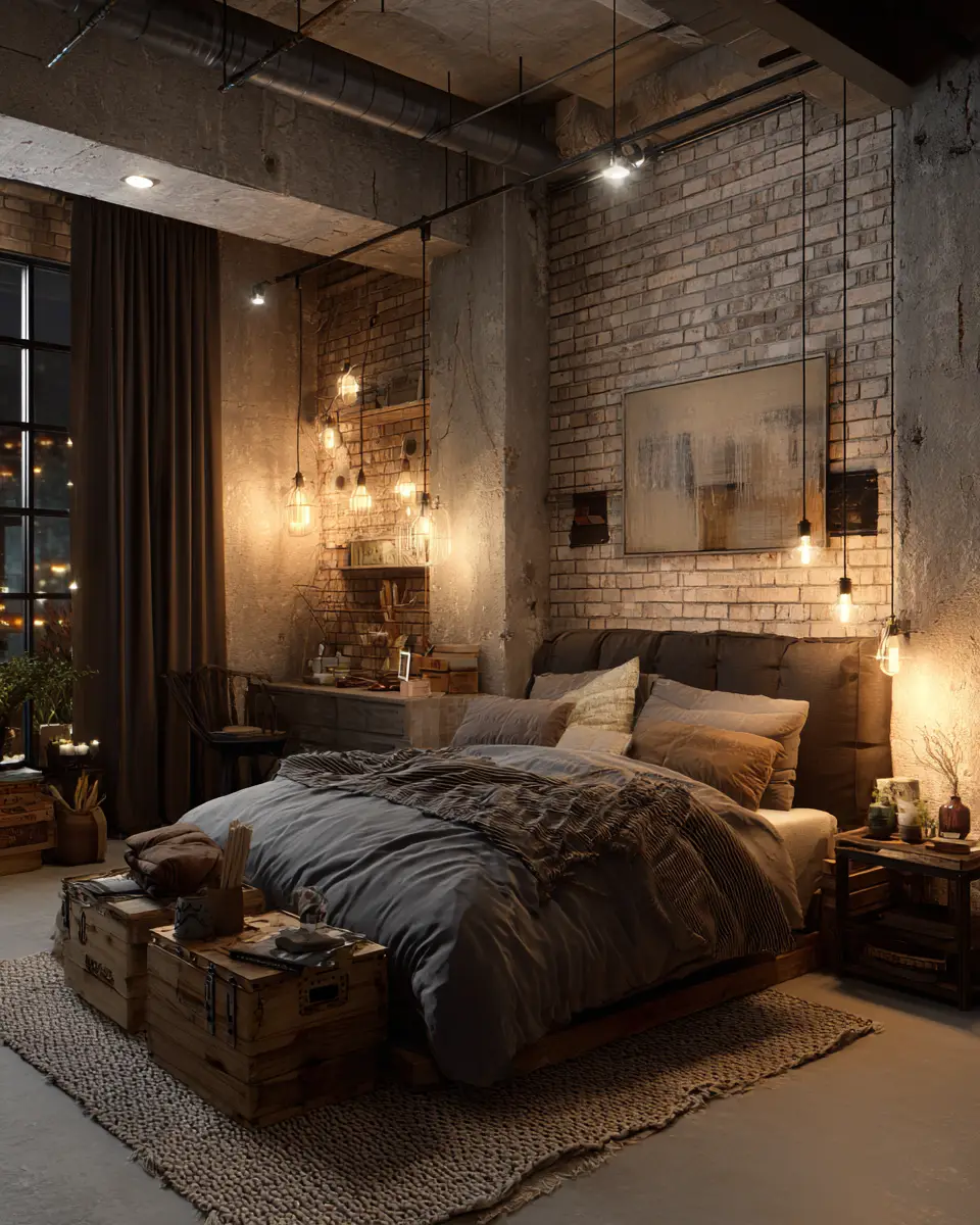 Cozy Industrial Bedroom Decor Ideas