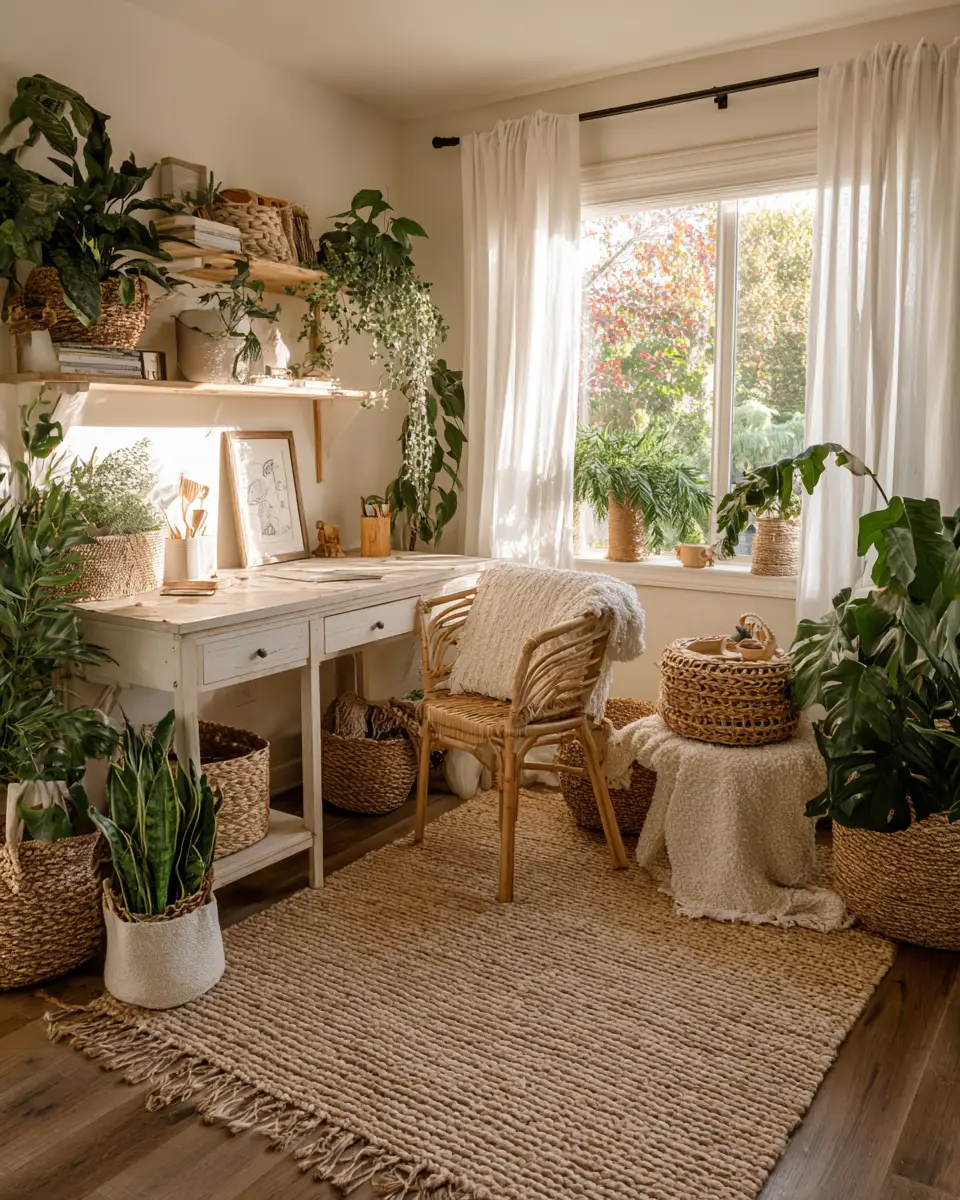 Cream Boho Home Office Decor Ideas