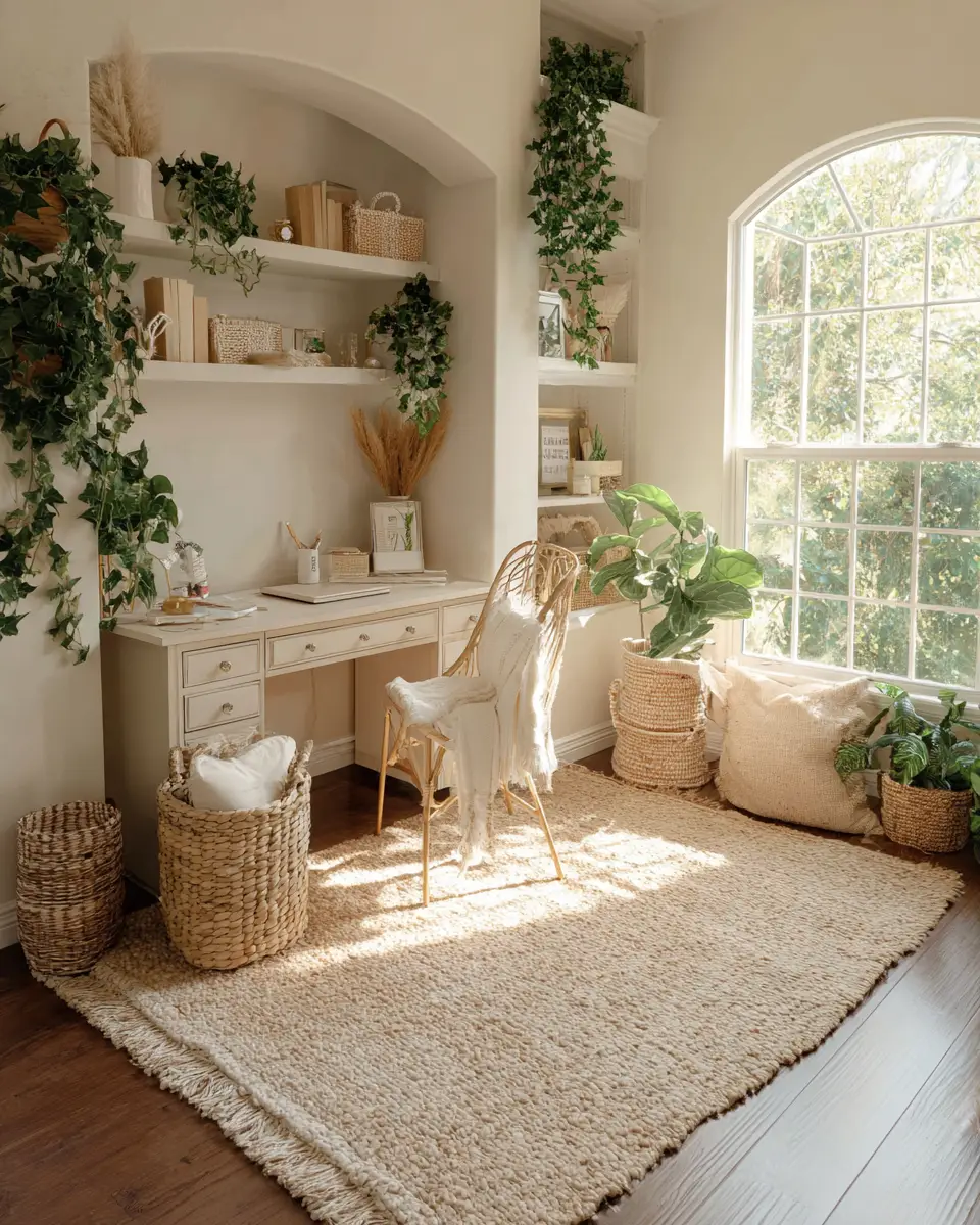 Cream Boho Home Office Decor Ideas