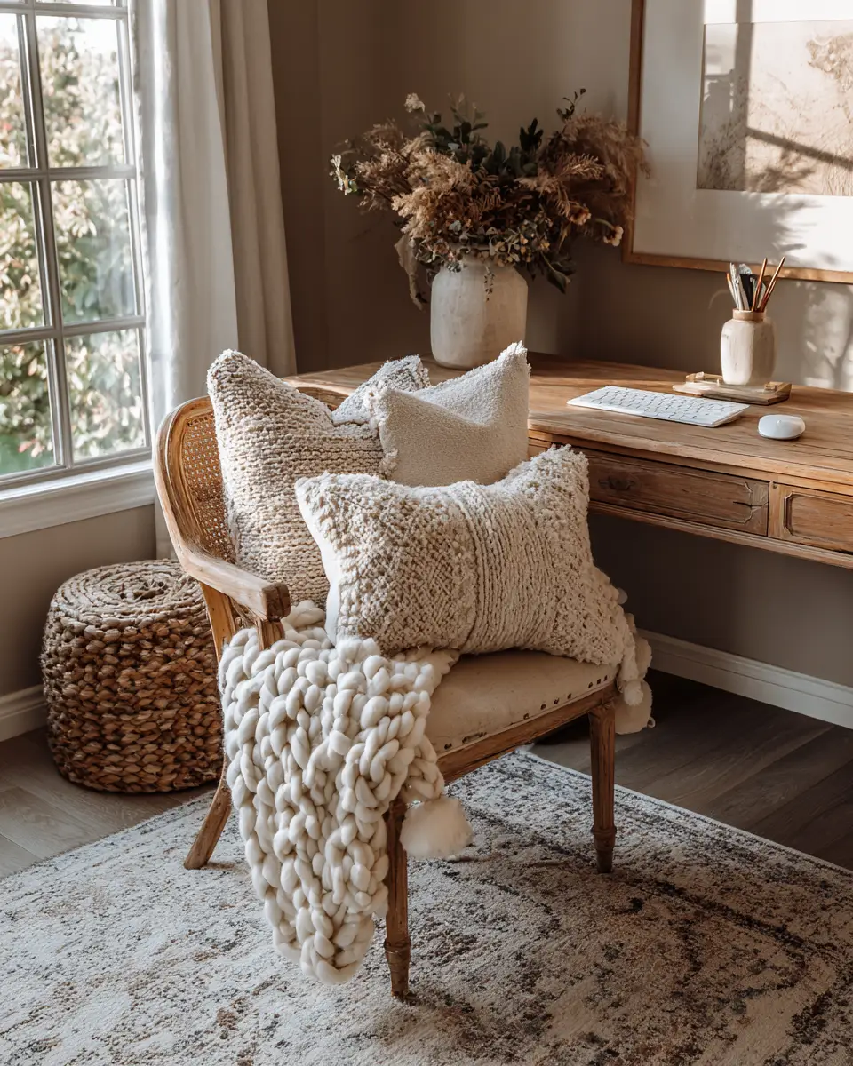 Cream Boho Home Office Decor Ideas