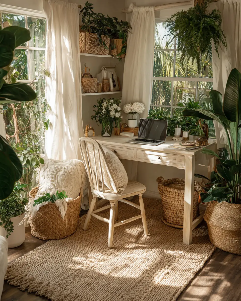 Cream Boho Home Office Decor Ideas