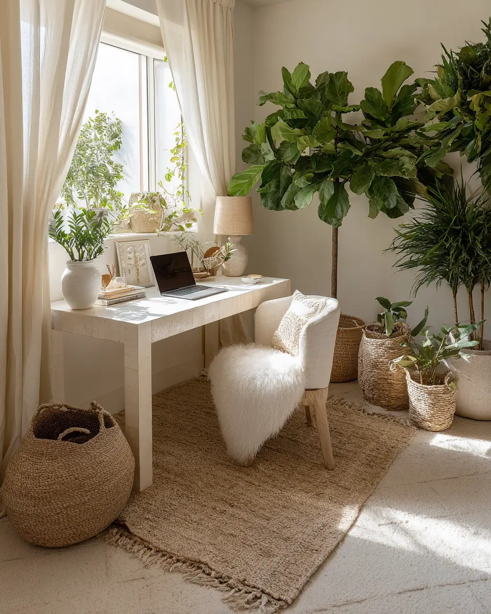 Cream Boho Home Office Decor Ideas