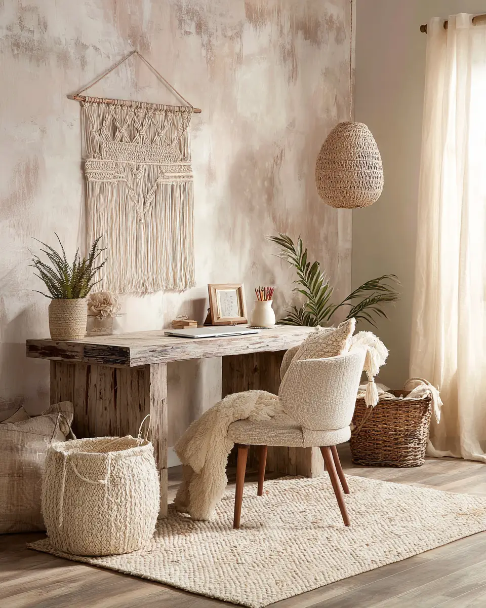 Cream Boho Home Office Decor Ideas