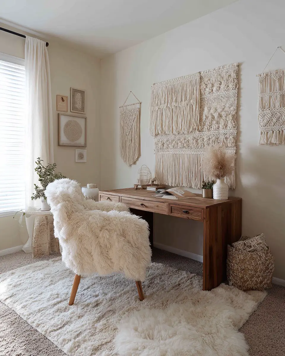 Cream Boho Home Office Decor Ideas