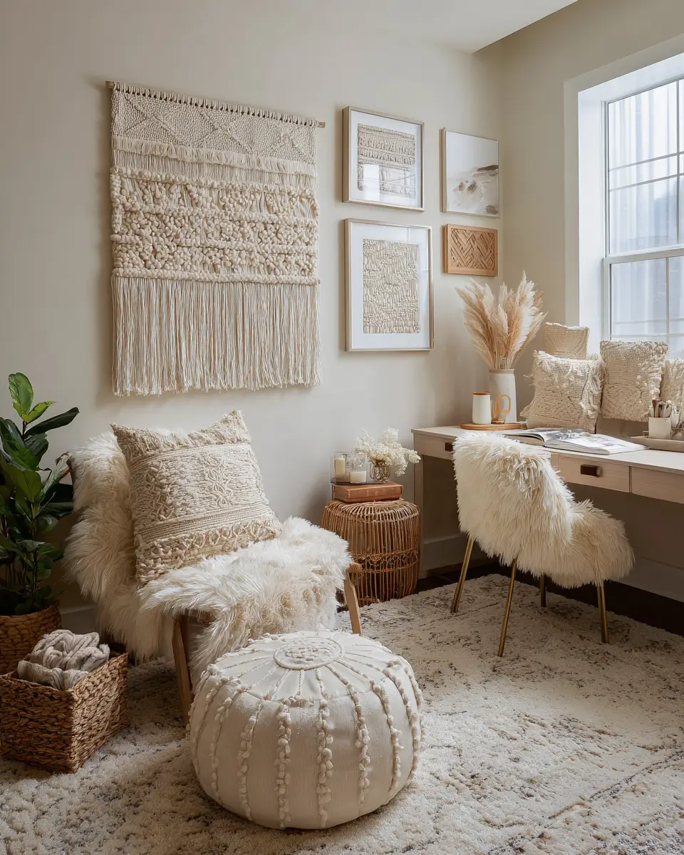 Cream Boho Home Office Decor Ideas