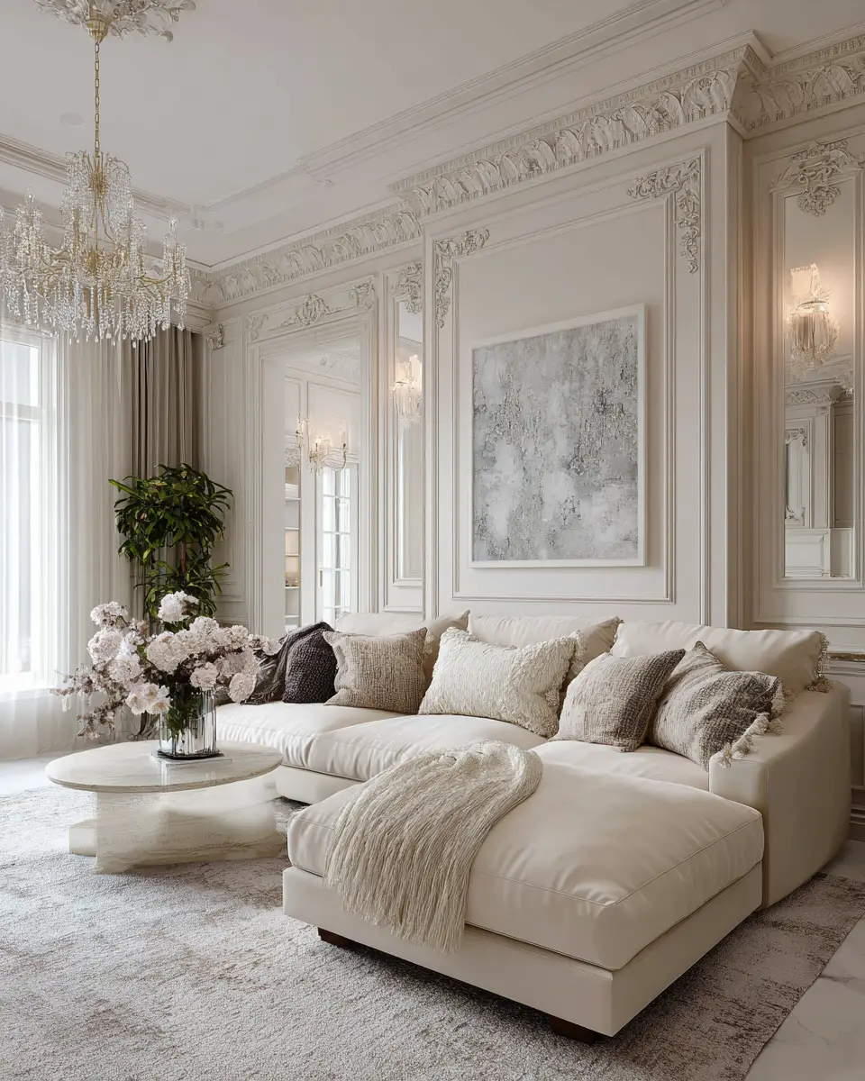 Cream Classic Living Room Decor Ideas