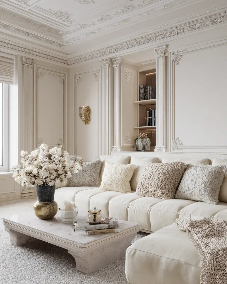 Cream Classic Living Room Decor Ideas