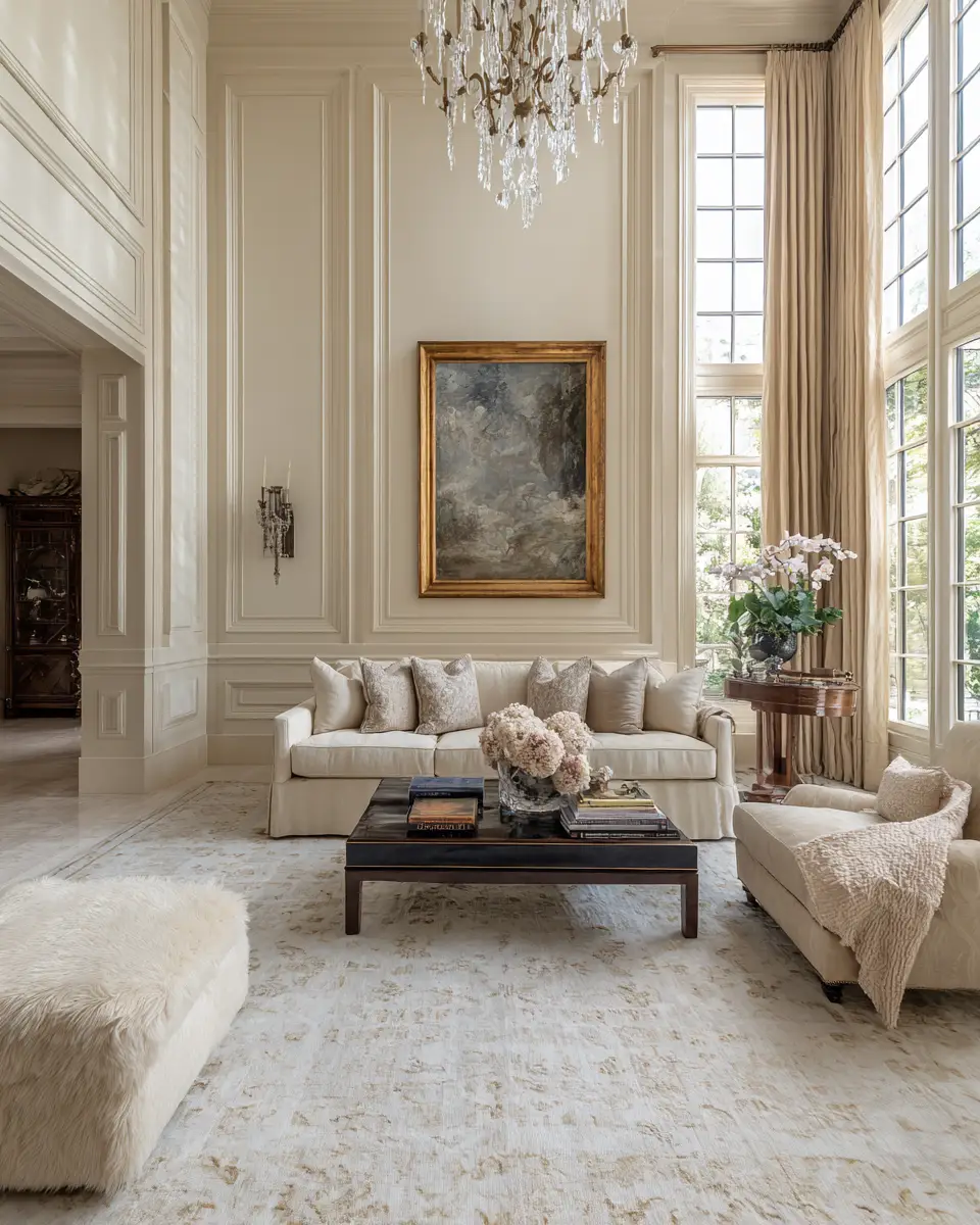 Cream Classic Living Room Decor Ideas