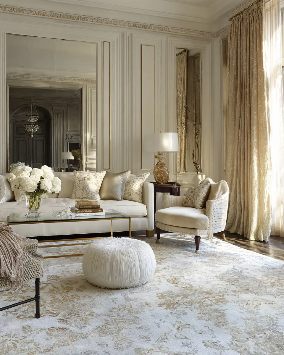 Cream Classic Living Room Decor Ideas