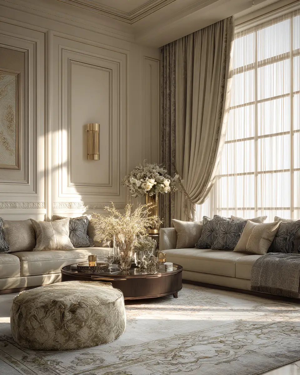 Cream Classic Living Room Decor Ideas