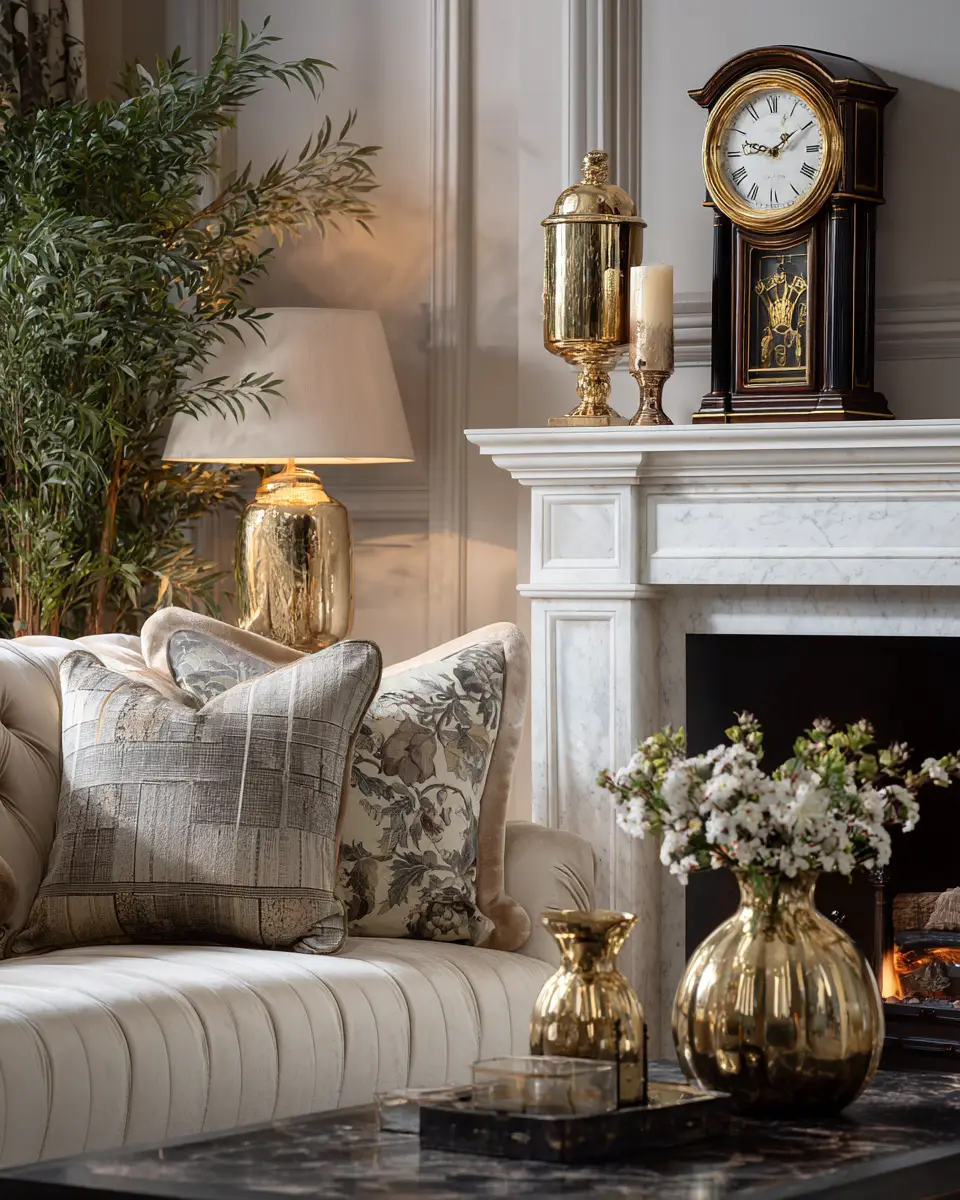 Cream Classic Living Room Decor Ideas