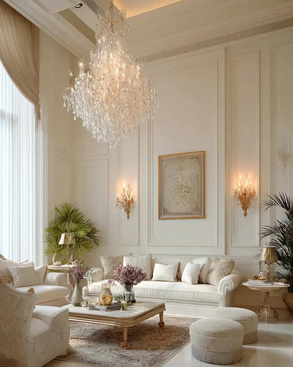 Cream Classic Living Room Decor Ideas