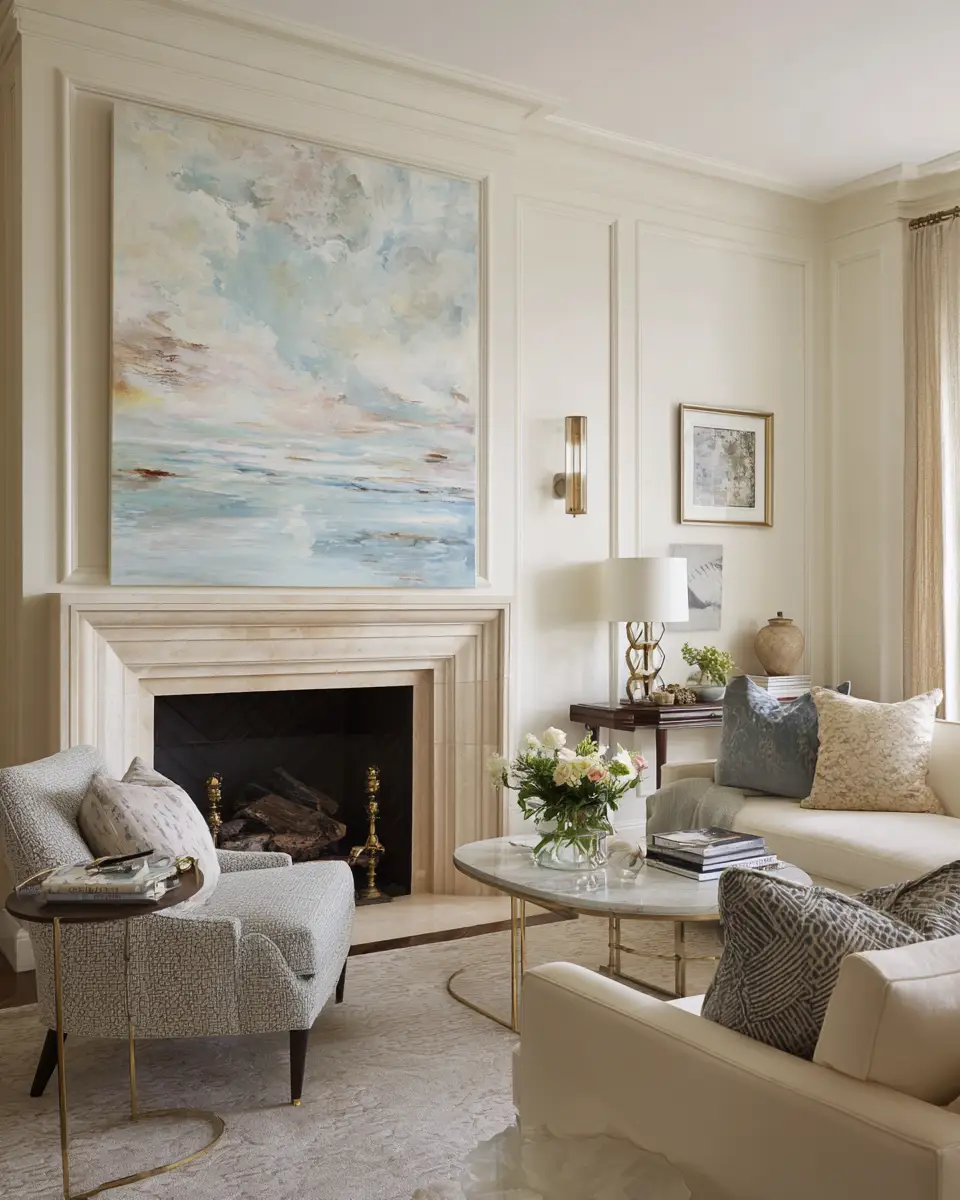 Cream Classic Living Room Decor Ideas