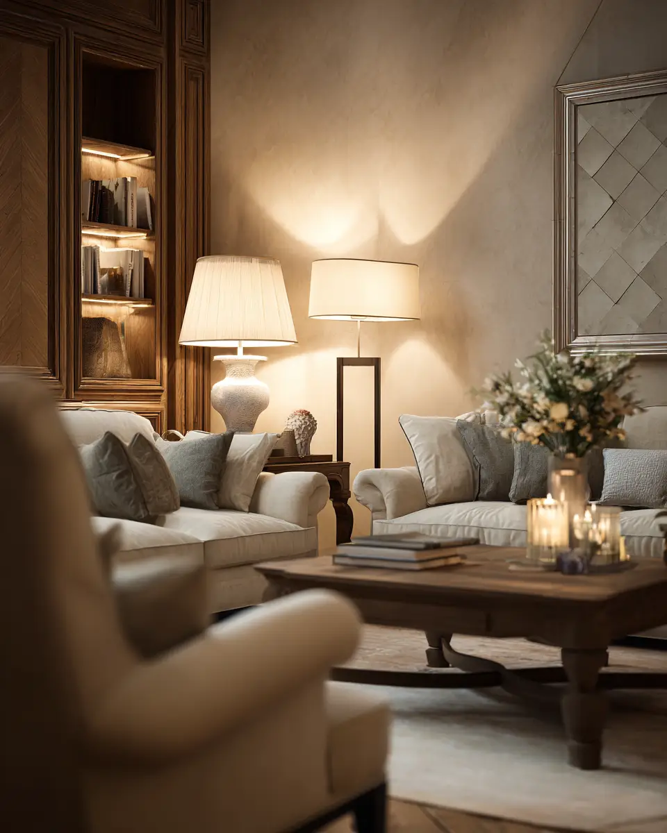 Cream Classic Living Room Decor Ideas