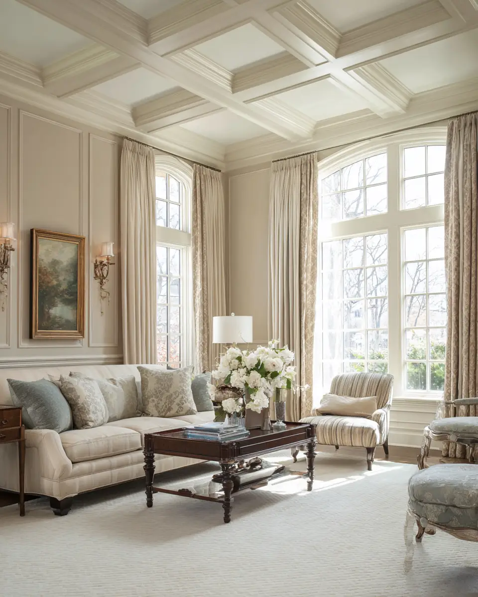 Cream Classic Living Room Decor Ideas