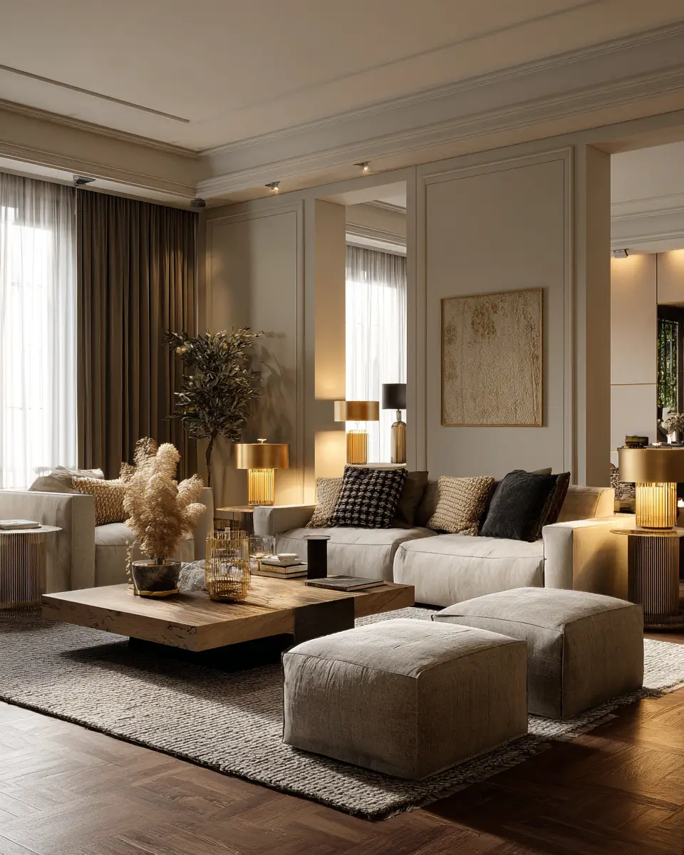 Cream Classic Living Room Decor Ideas