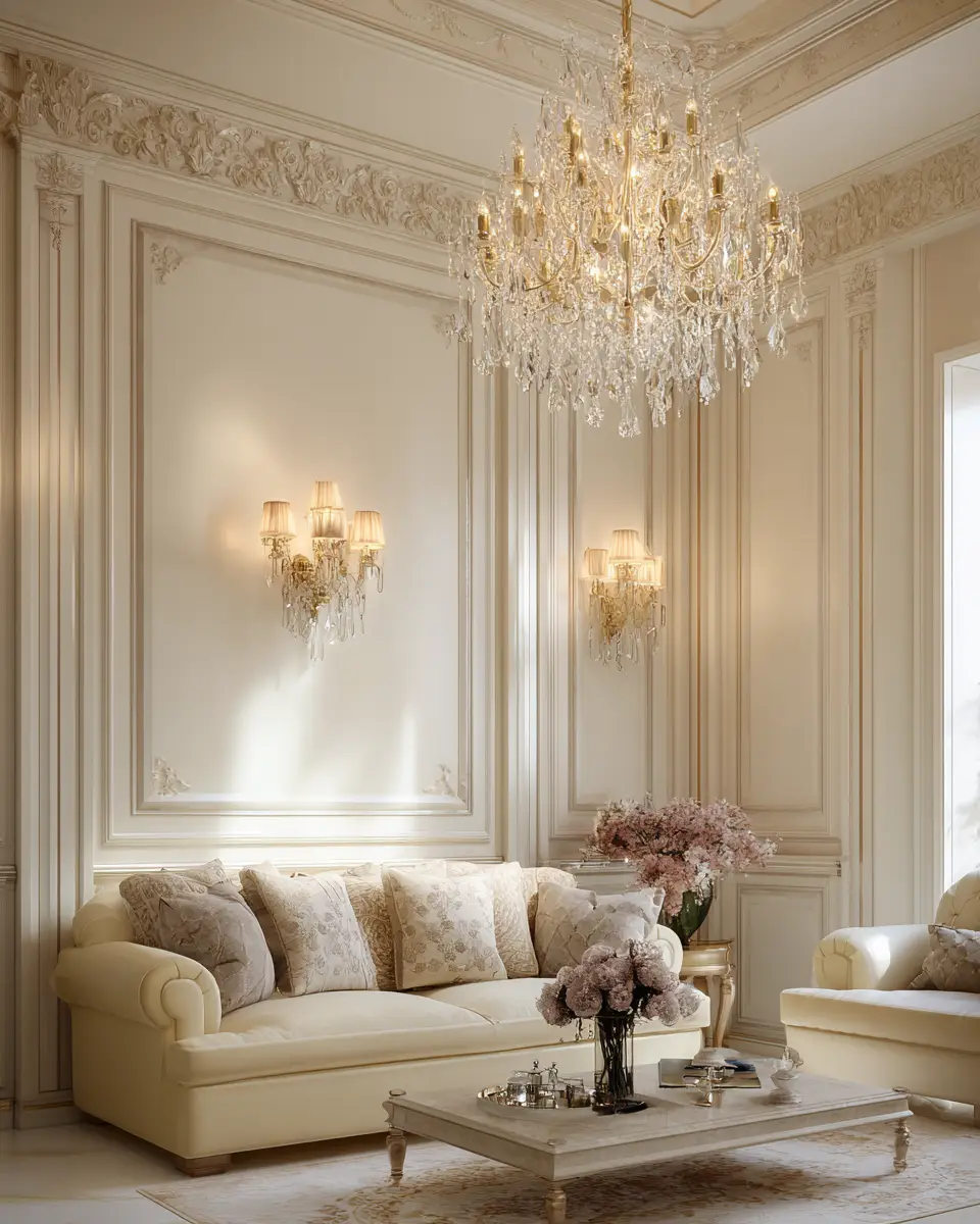 Cream Classic Living Room Decor Ideas